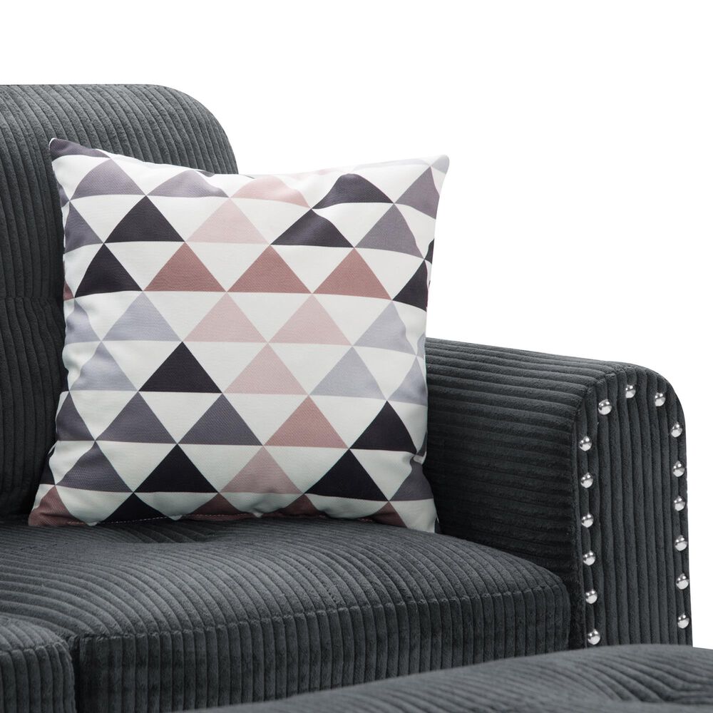 HOMLUX 94.49" L-Shaped Modular Sectional Sofa with Storage Ottoman and Cup Holders in Dark Gray, , large