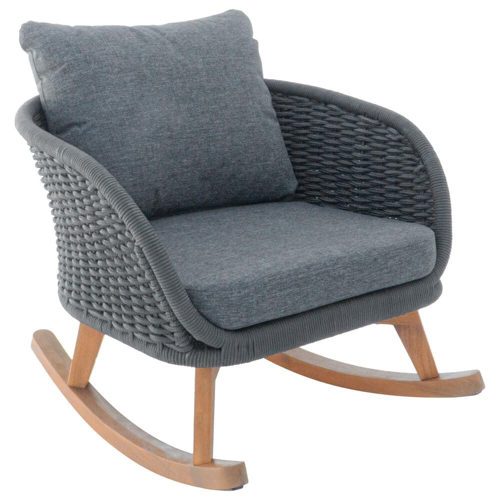 Hearth and Haven Outdoor Rocking Chair with Wooden Frame in Gray, , large