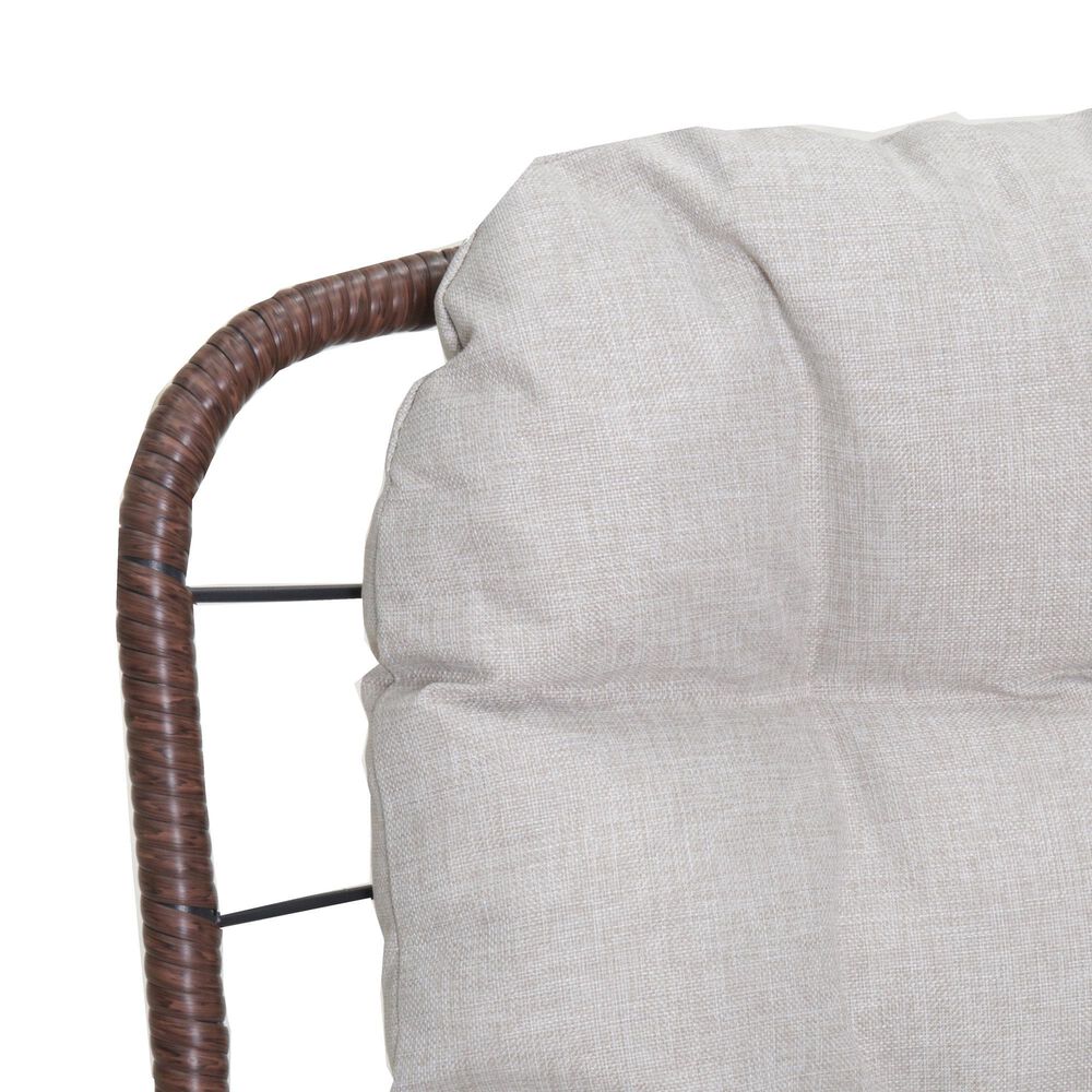 Hearth and Haven Outdoor Glider Loveseat with Cushion and Brown Wicker in Gray, , large