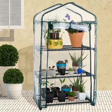 Timberlake Pure Garden 3-Tier Greenhouse in Green/Clear, , large