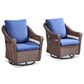 Sunwell Garden Patio Swivel Glider Chair with Brown Frame and X-Laced Armrests in Navy (Set of 2), , large