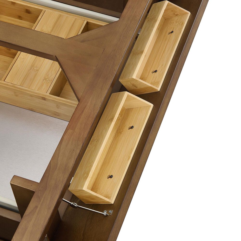 James Martin Vanities Myrrin 60" Double Bathroom Vanity in Mid-Century Walnut with 3 cm Eternal Jasmine Pearl Silestone Top, Rectangular Sinks and FreePower Wireless Charger, , large