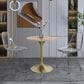 Leisuremod LeisureMod Verve Collection 27 Round Dining Table, Brushed Gold Base with Light Natural Wood MDF Top, , large