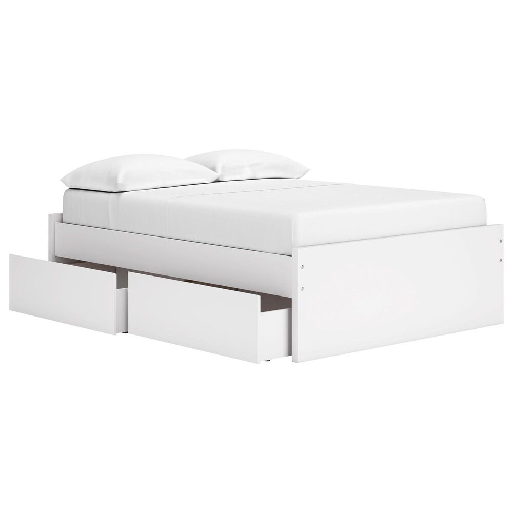 Ashley Onita Full Platform Bed with No Headboard and 1 Side Storage in White, , large