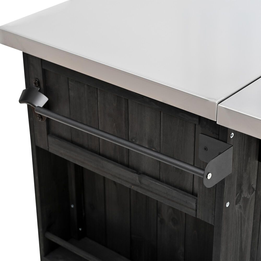 Hearth and Haven Outdoor Kitchen Island with Stainless Steel Top in Black, , large
