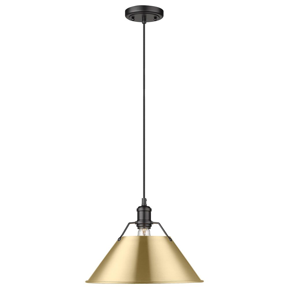 Golden Lighting Orwell 1-Light Wide Large Pendant with Brushed Champagne Bronze Shade in Matte Black, , large