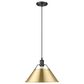Golden Lighting Orwell 1-Light Wide Large Pendant with Brushed Champagne Bronze Shade in Matte Black, , large