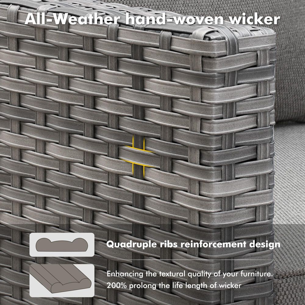 HOMLUX 7-Piece Patio Conversation Set with Rocking Chairs and Fire Pit Table in Dark Grey, , large