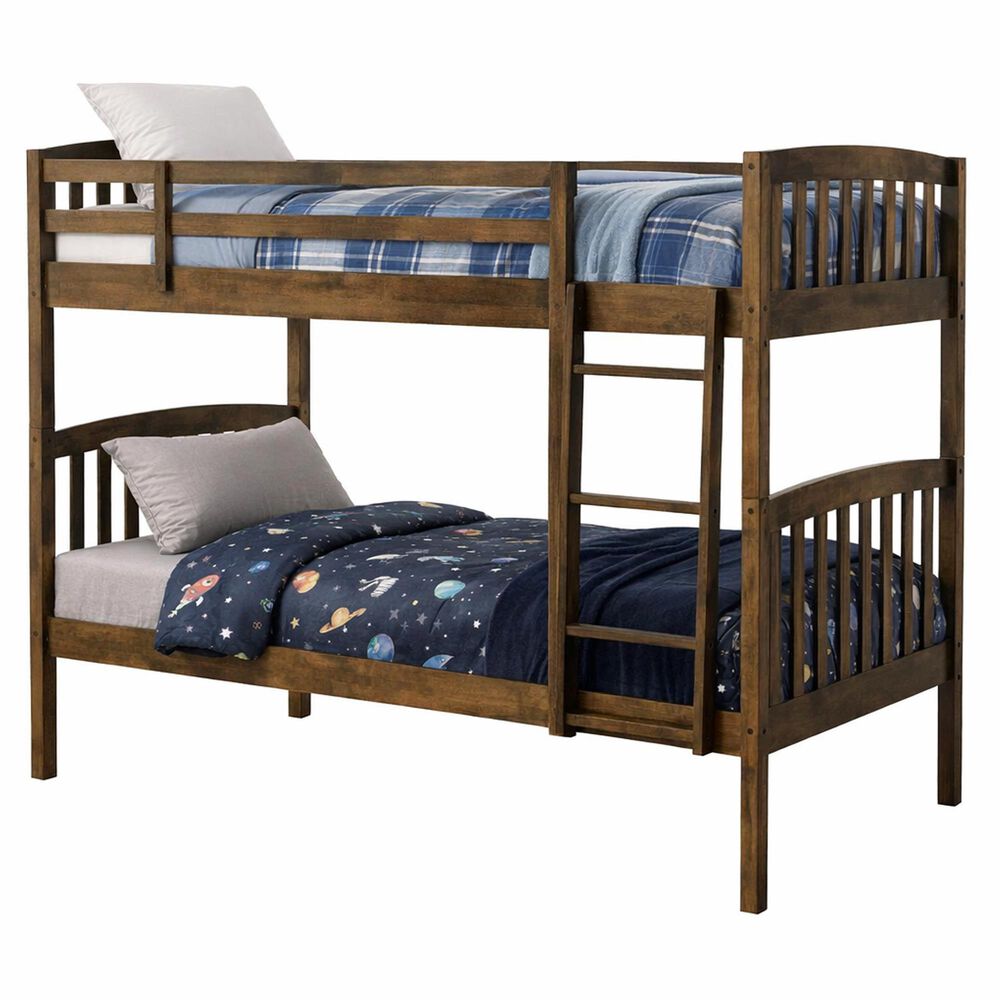 Sable Home Claire Twin over Twin Bunk Bed in Rustic Walnut, , large