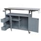 HOMLUX Farmhouse Rolling Outdoor Kitchen Cart with Stainless Steel Top in Blue Gray, , large