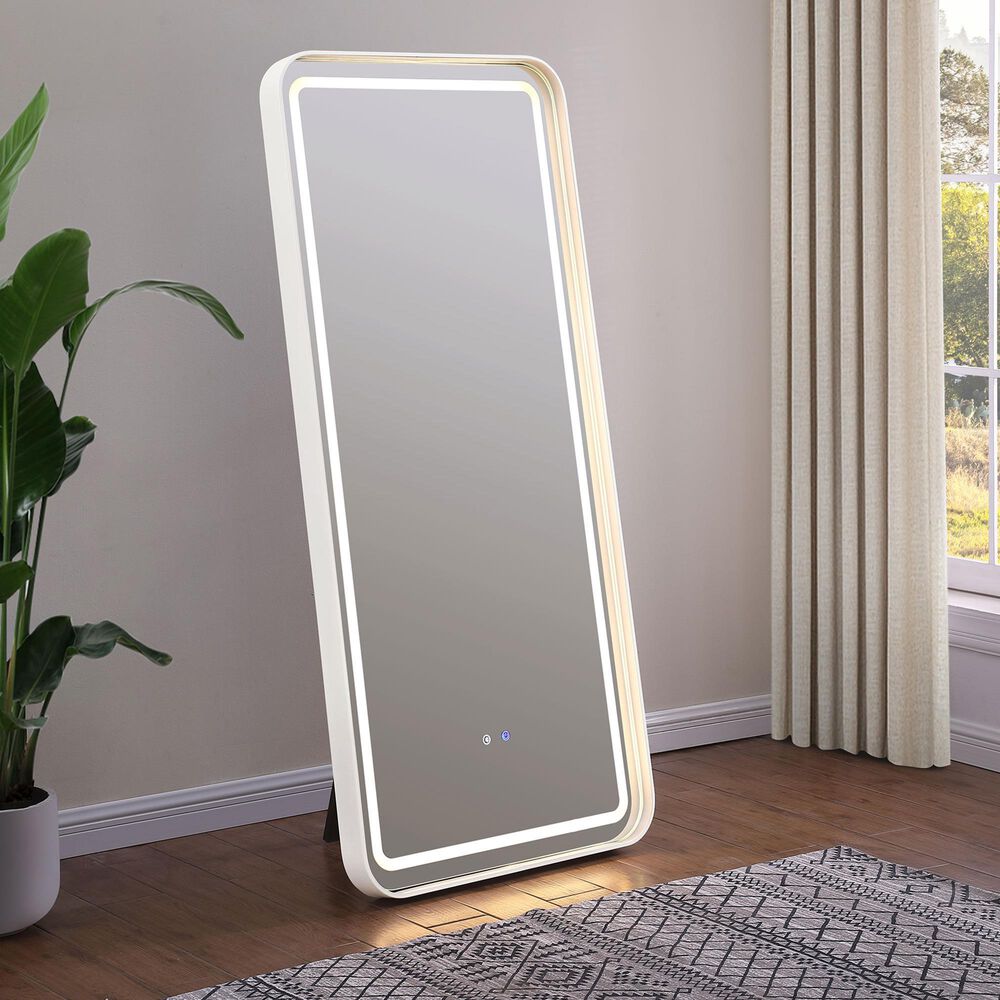 Coaster Glendora LED Standing Mirror in White, , large