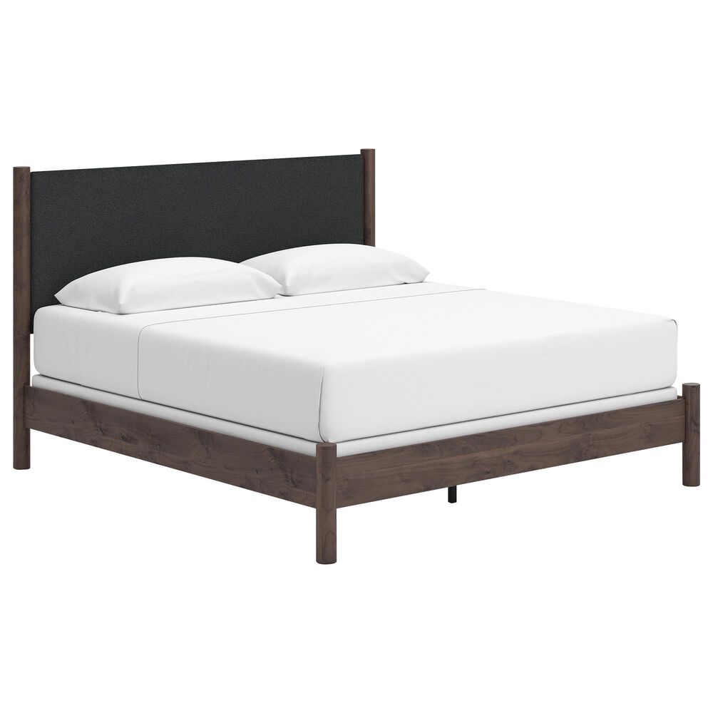 Ashley Pamytta King Upholstered Panel Bed in Rich Brown, , large