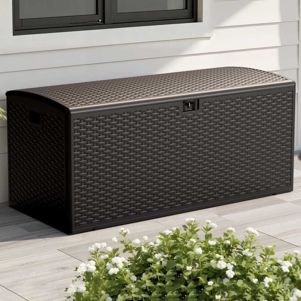 HOMLUX 150-Gallon Outdoor  HDPE Deck Box  in Dark Brown, , large