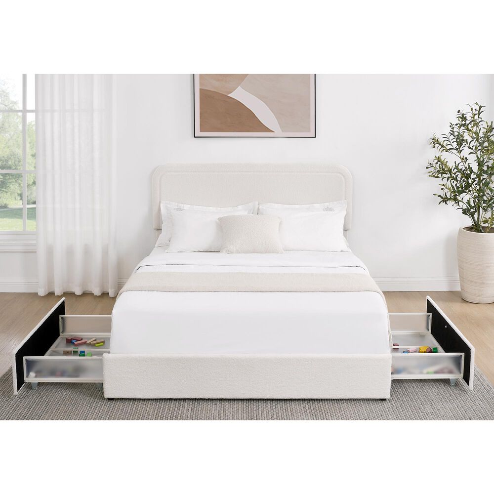 Hearth and Haven Liv Queen Storage Platform Bed in Ivory, , large