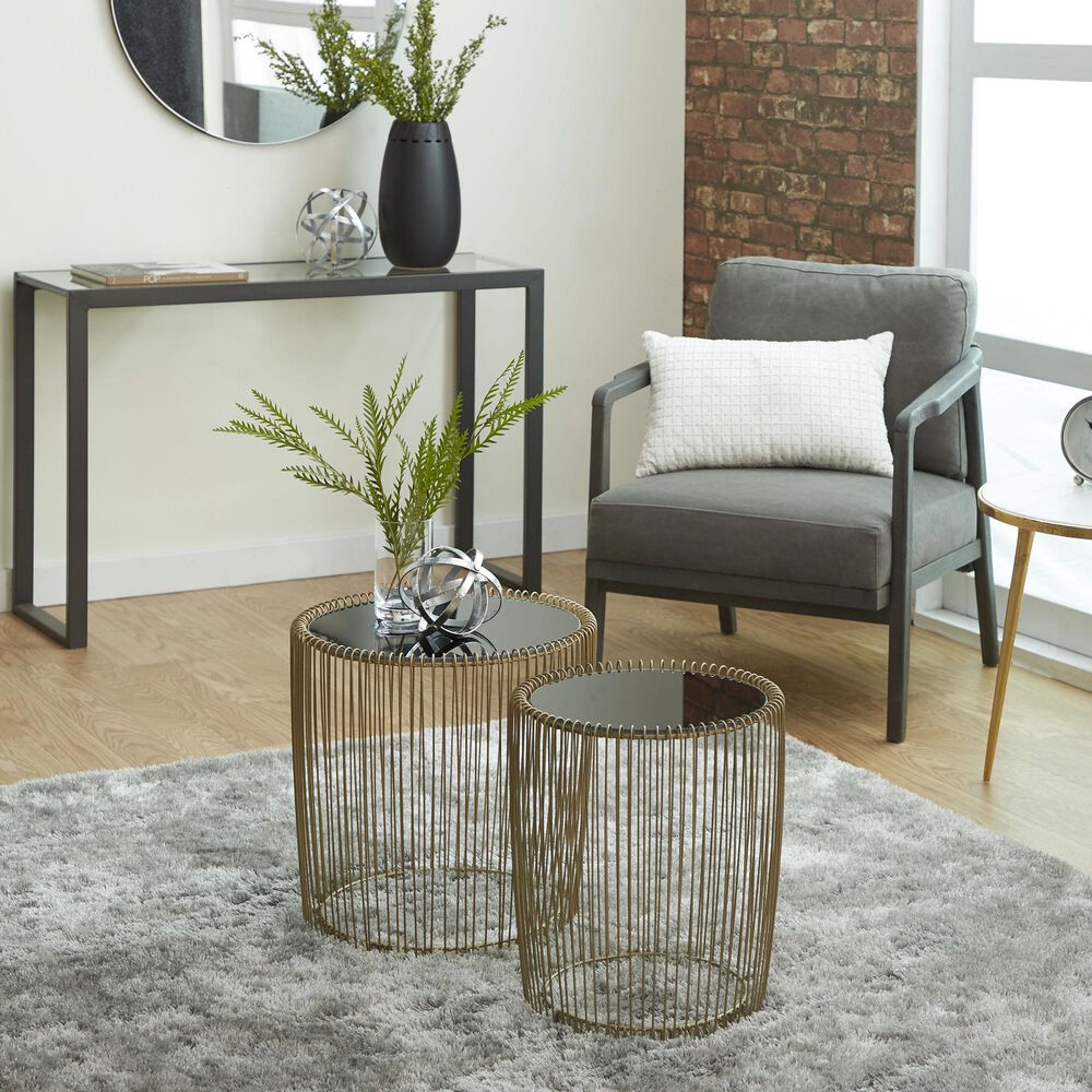 Maple and Jade Accent Table in Gold and Dark Gray &#40;Set of 2&#41;, , large