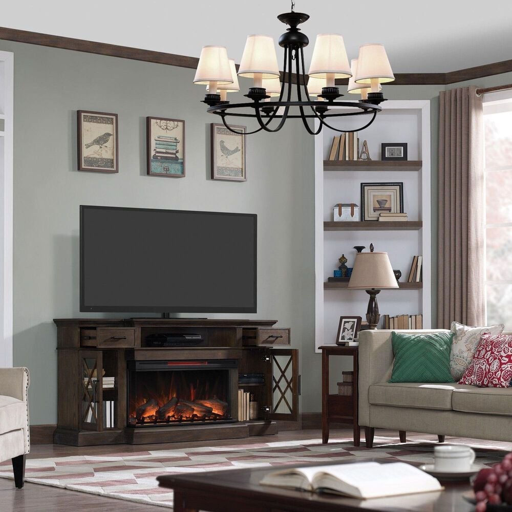 Fabio Flames Hamilton 70&quot; TV Stand with Fireplace in Prairie Brown, , large