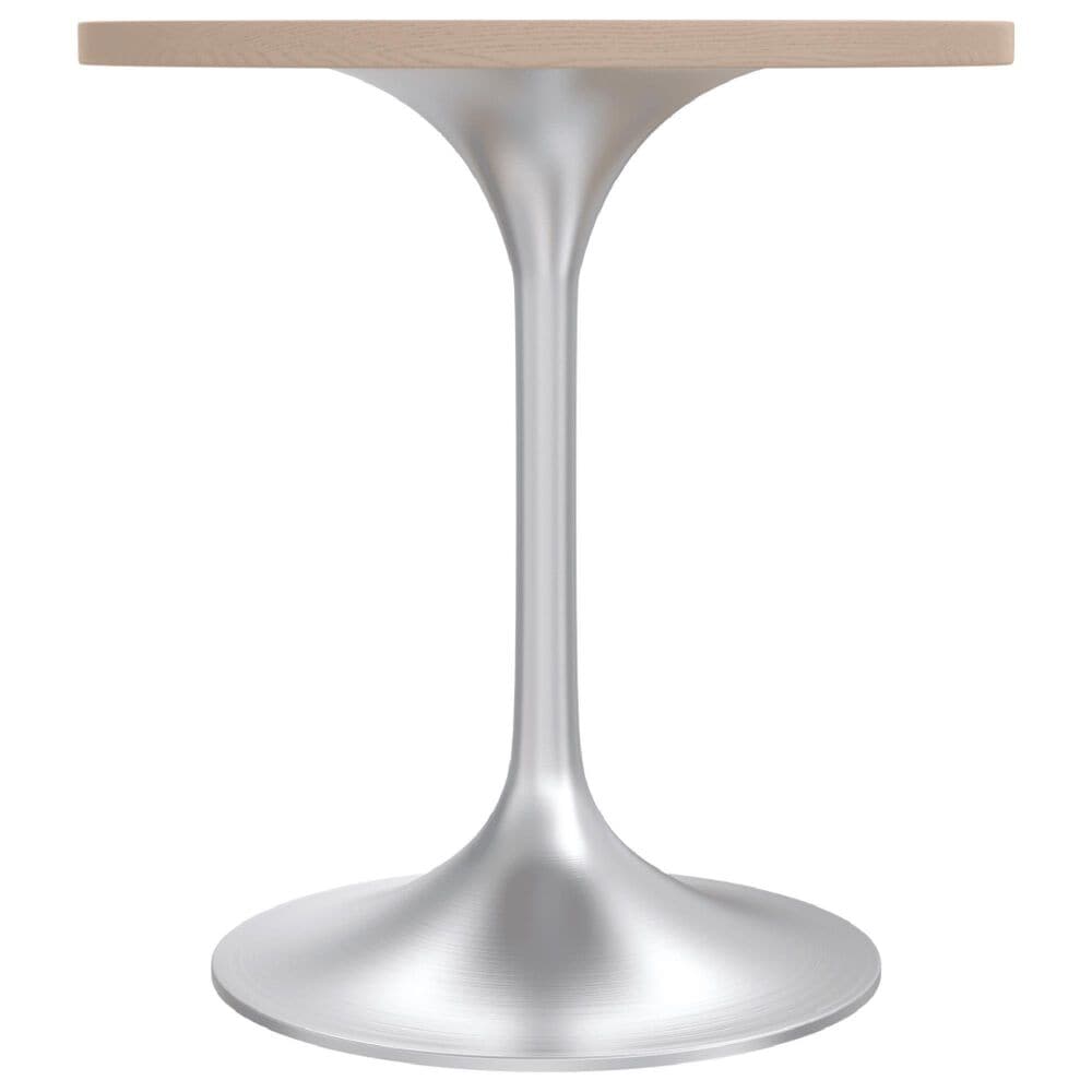 Leisuremod LeisureMod Verve Collection 27 Round Dining Table, Brushed Chrome Base with Light Natural Wood MDF Top, , large
