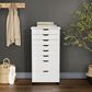 Linon Home Decor Cary 8-Drawer Rolling Cart in White Wash, , large