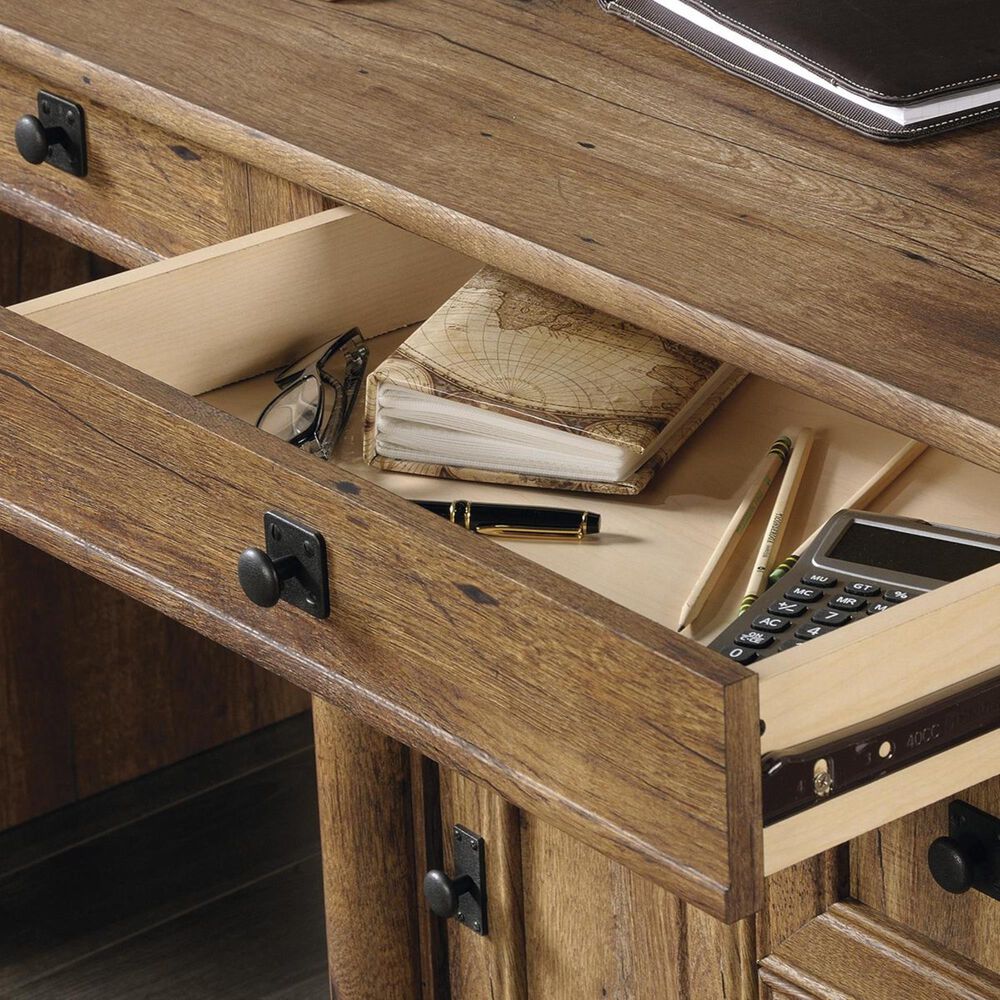 Sauder Palladia Computer Desk With Hutch in Vintage Oak Nebraska