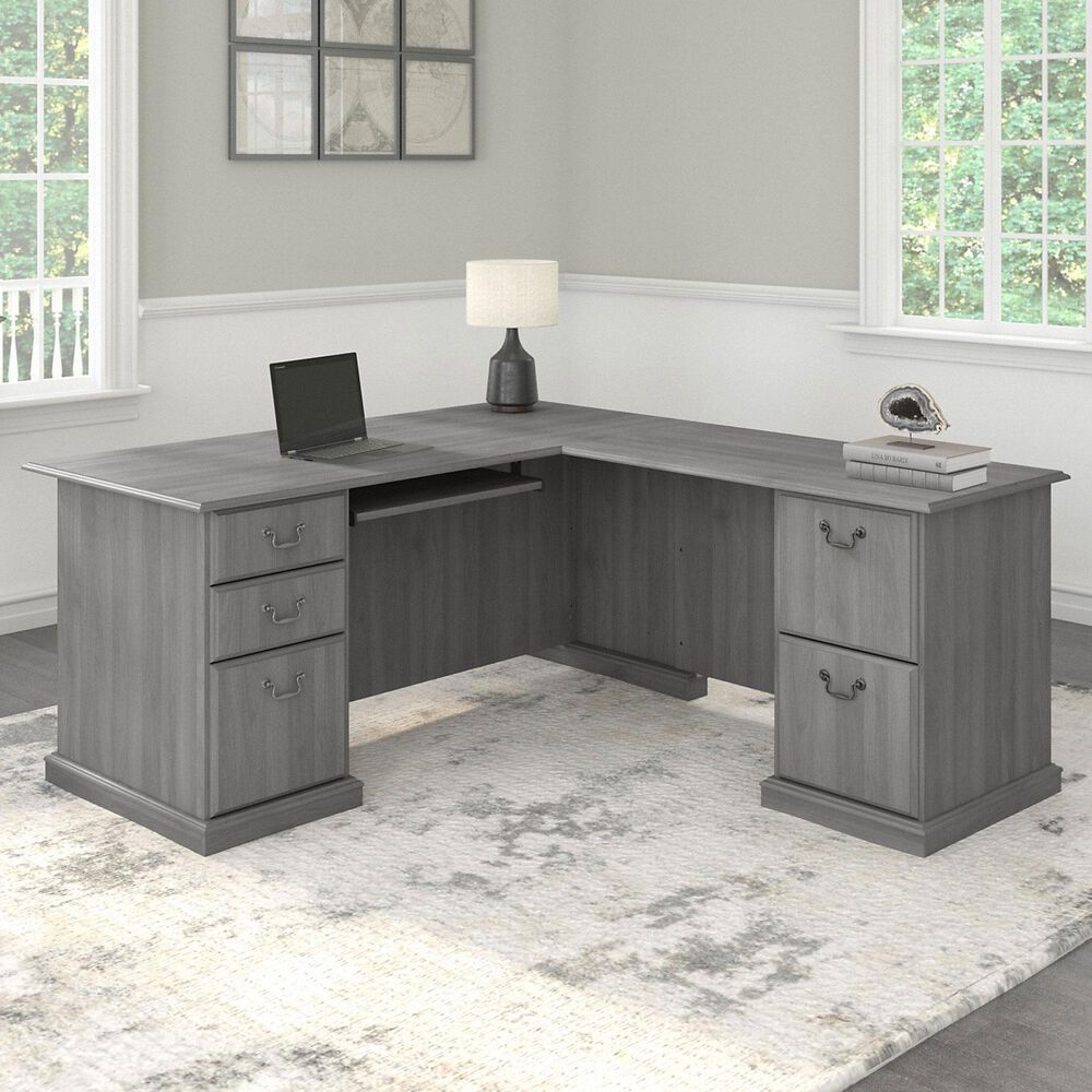 Bush Saratoga LShaped Computer Desk in Modern Gray Nebraska