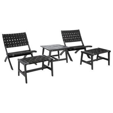 Safavieh Shea 5-Piece Patio Chat Set in Black, , large