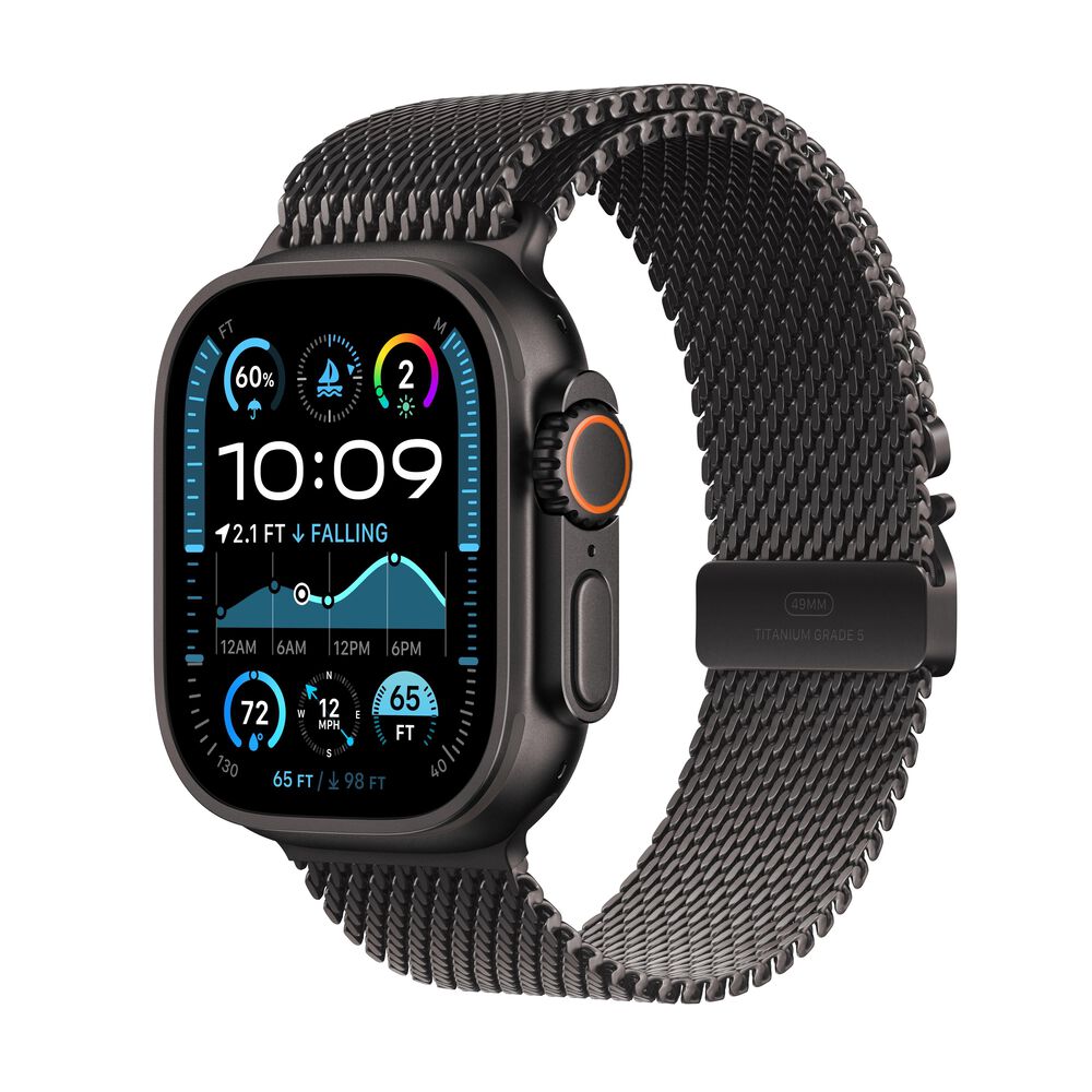 Apple Watch Ultra 2 GPS + Cellular 49mm Black Titanium Case with Black Titanium Milanese Loop - S, , large