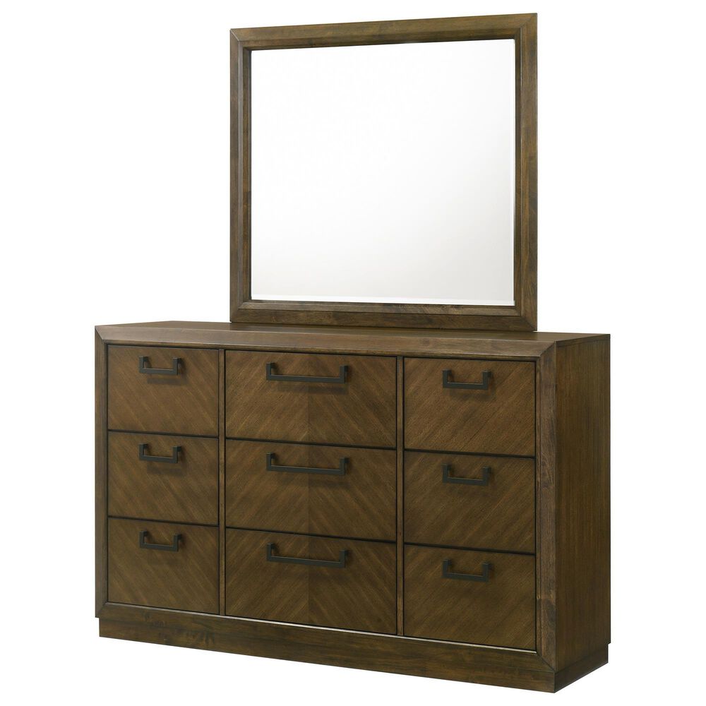 Crown Mark Lakecrest 5 Piece King Bedroom Set in Medium Brown, , large