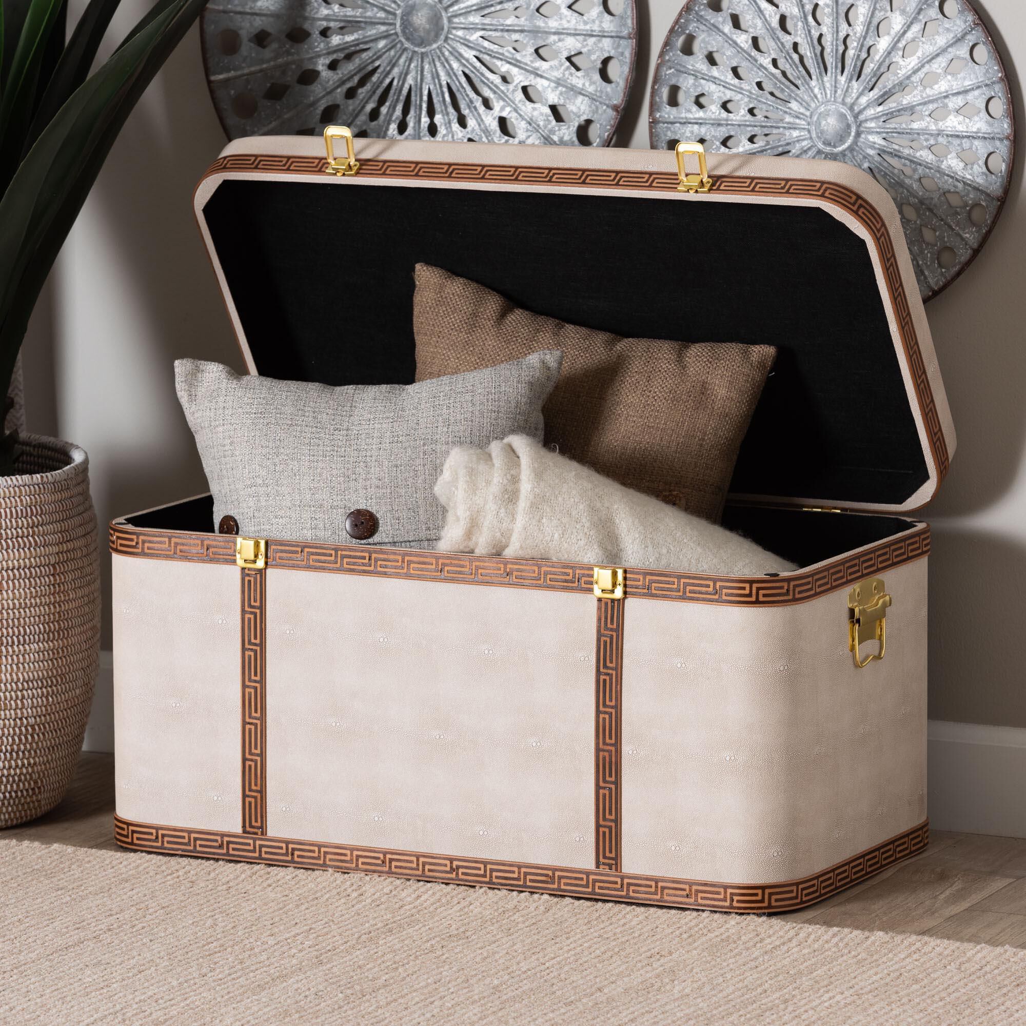 Baxton Studio Brenner Storage Trunk in Beige