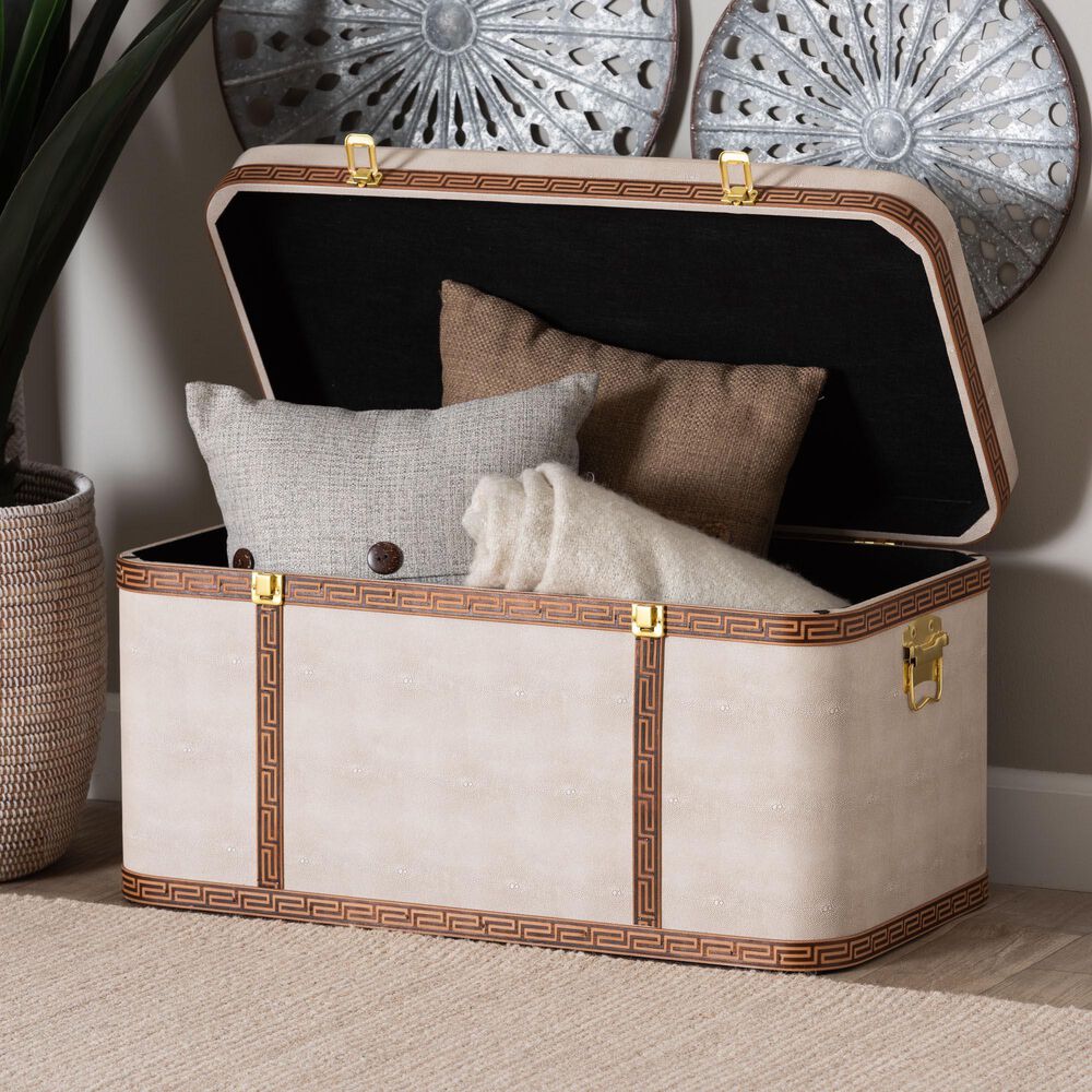 Baxton Studio Brenner Storage Trunk in Beige, , large
