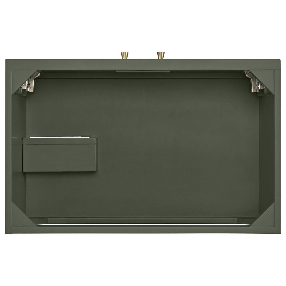 37B Isadore 30" Single Bathroom Vanity Cabinet in Deep Olive Green and White Composite Stone Top and Backsplash, , large