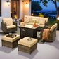 HOMLUX 7 Piece Outdoor Patio Set in Beige, , large