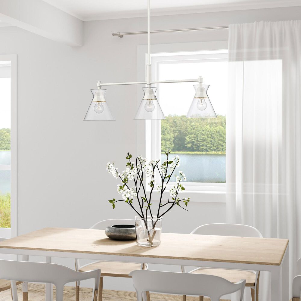 Golden Lighting Malta 3-Light Linear Pendant in Matte White, , large