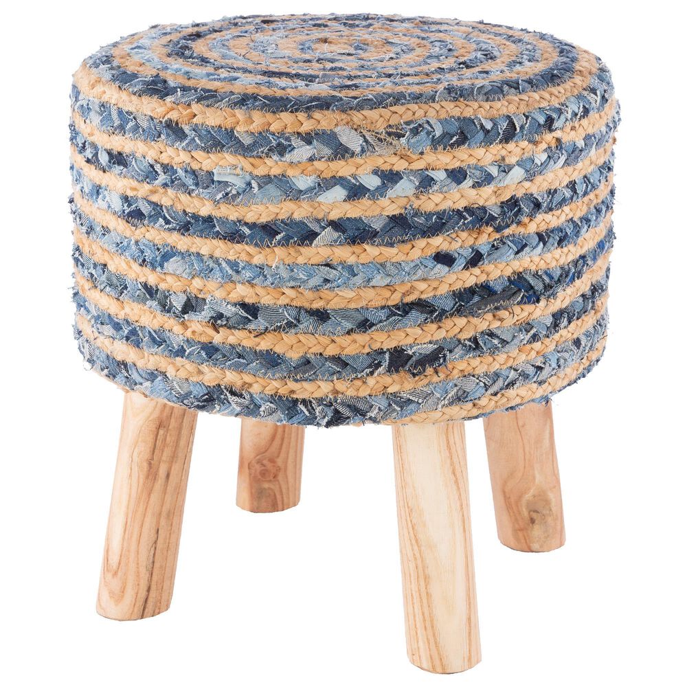 Surya Inc Cambrai Stool in Navy, Blue, Light Gray and Tan, , large
