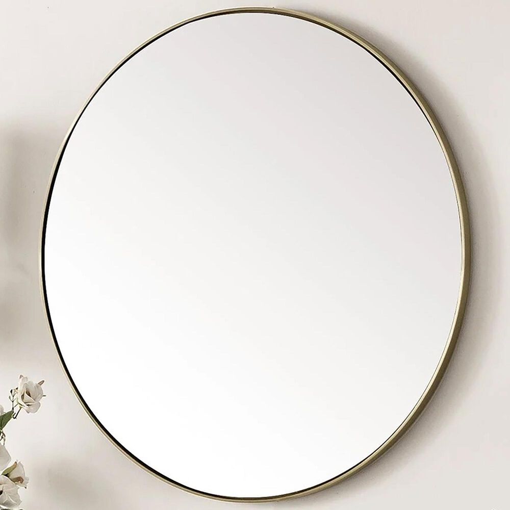 James Martin Vanities Rohe 30" Round Mirror in Champagne Brass, , large