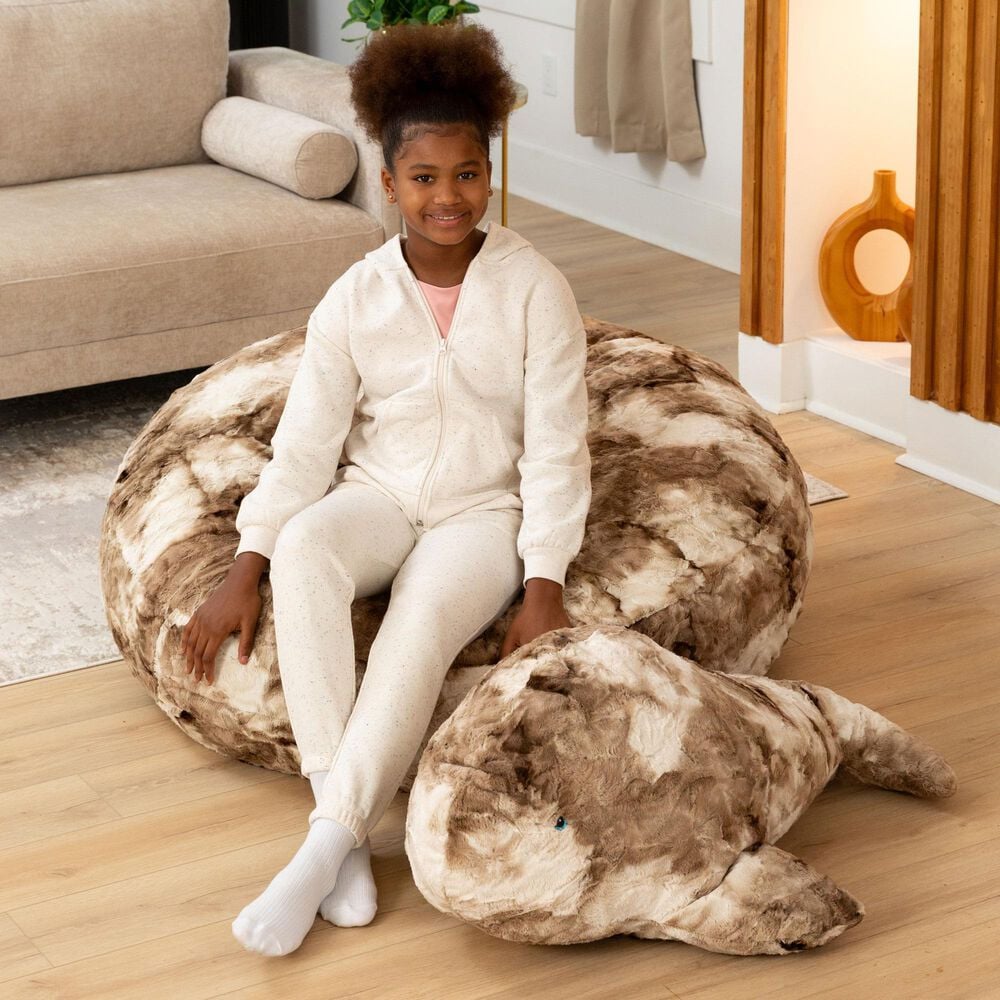 Jaxx Marina The Whale Sea Buddy Large Kids Stuffed Animal Bean Bag in Tie-Dye Coca Mocha, , large