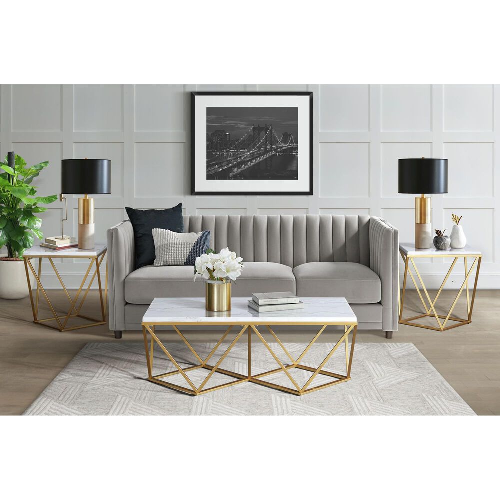 Mayberry Hill Riko End Table in Gold and White, , large