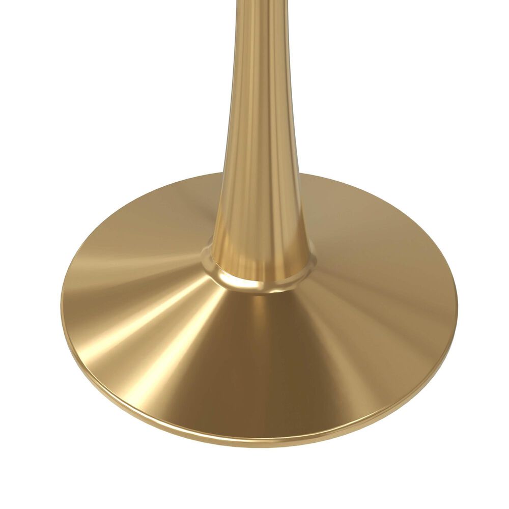 Leisuremod Bristol 27&quot; Round Dining Table with MDF Top in Gold and White - Table Only, , large