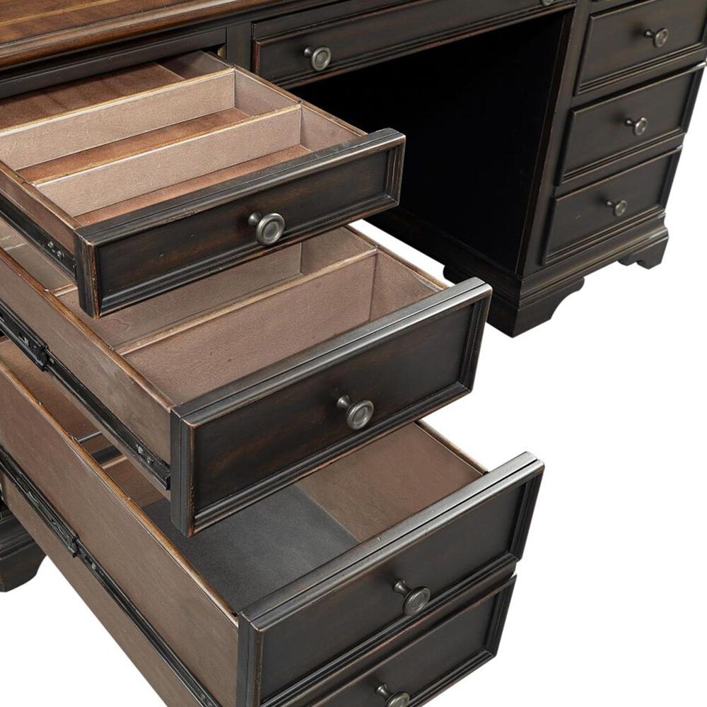 Riva Ridge Hampton 66&quot; Executive Desk in Black Cherry, , large