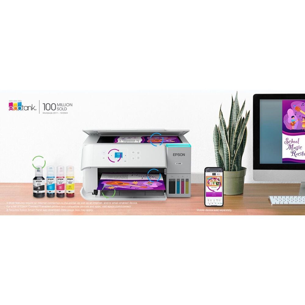 Epson EcoTank ET-2980 Wireless All-in-One Color Supertank Printer in White, , large