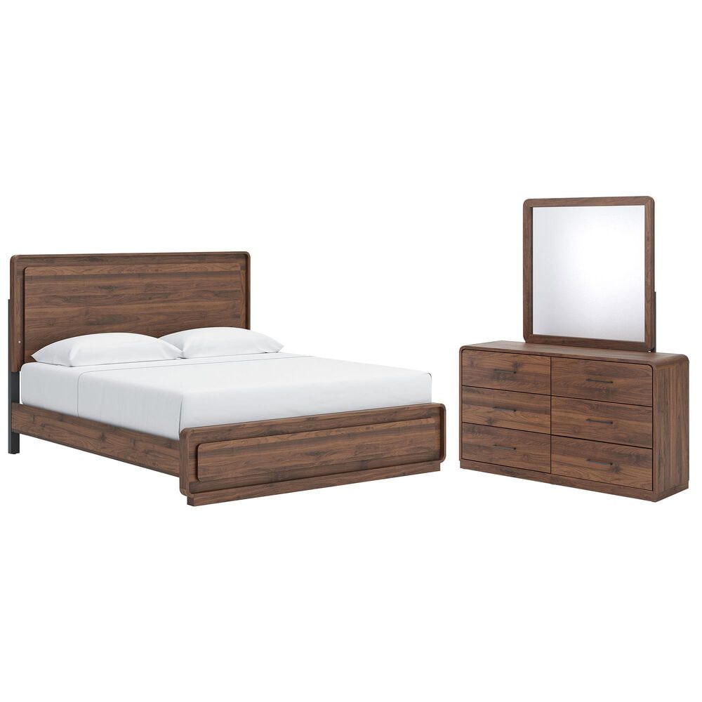 Ashley Fortlorn 3-Piece King Bedroom Set in Walnut Brown with LED Light, , large