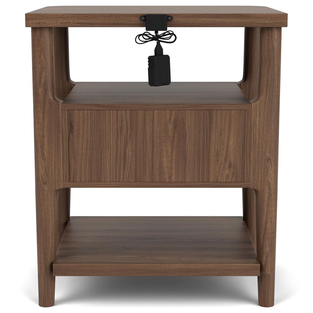 Riverside Furniture Delia 1 Drawer 2 Shelf Nightstand in Nouveau Walnut, , large