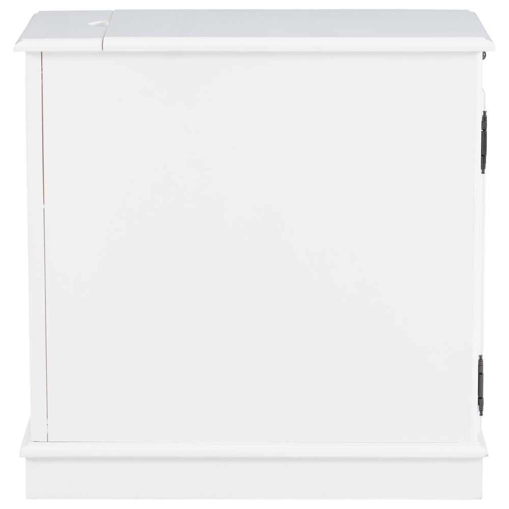 Linon Home Decor Barron Accent Table with USB Charging Station in White, , large