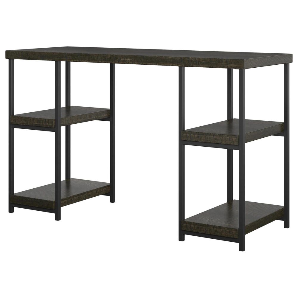 DHP Ray Ridge Double Pedestal Desk in Brown Oak, , large