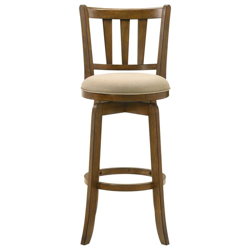 Armen Living Wren Swivel Bar Height Stool with Light Scone Upholstery in Sepia Brown, , large