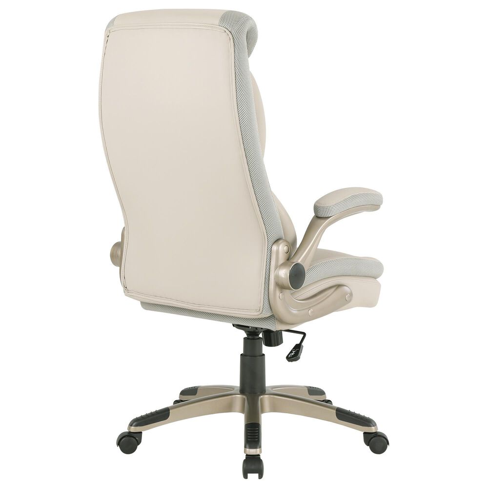 OSP Home Executive Bonded Leather Chair with Taupe Cushion, , large