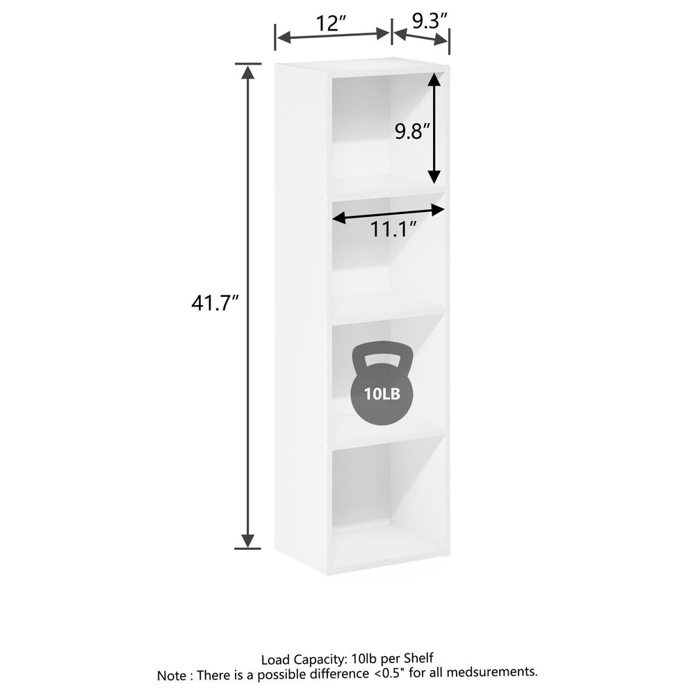 HOMLUX 4-Tier Open Shelf Display Organizer Bookcase in White, , large