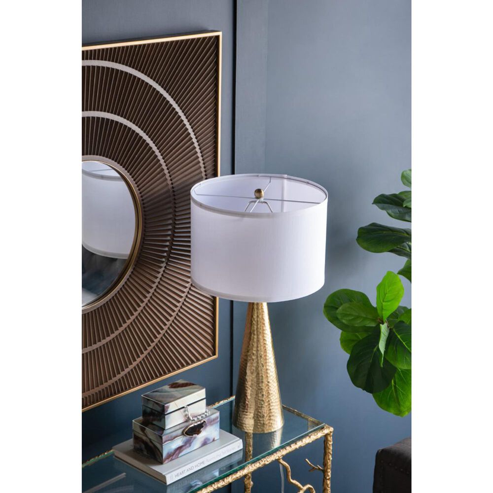 A&amp;B Home Cone Table Lamp with Collapsible Shade in Gold, , large