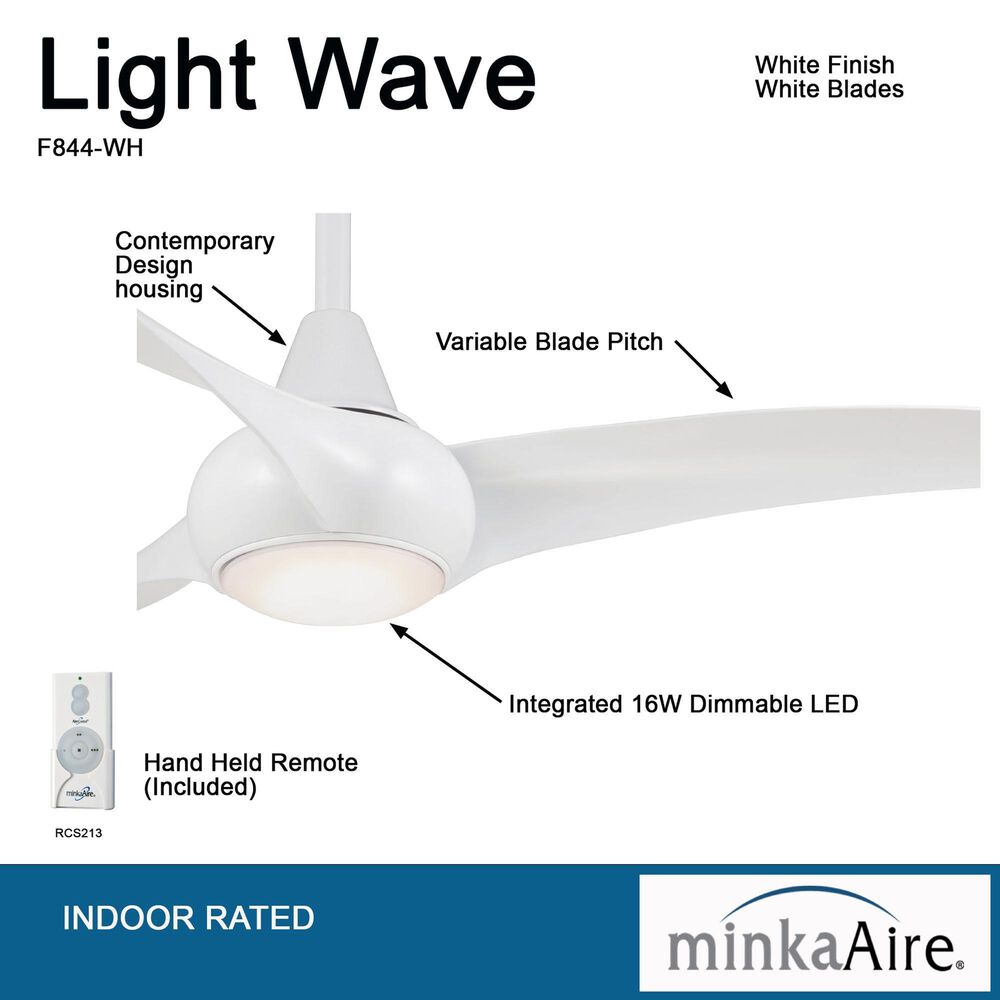 Minka-Aire Light Wave 52" Ceiling Fan with LED Light in White, , large
