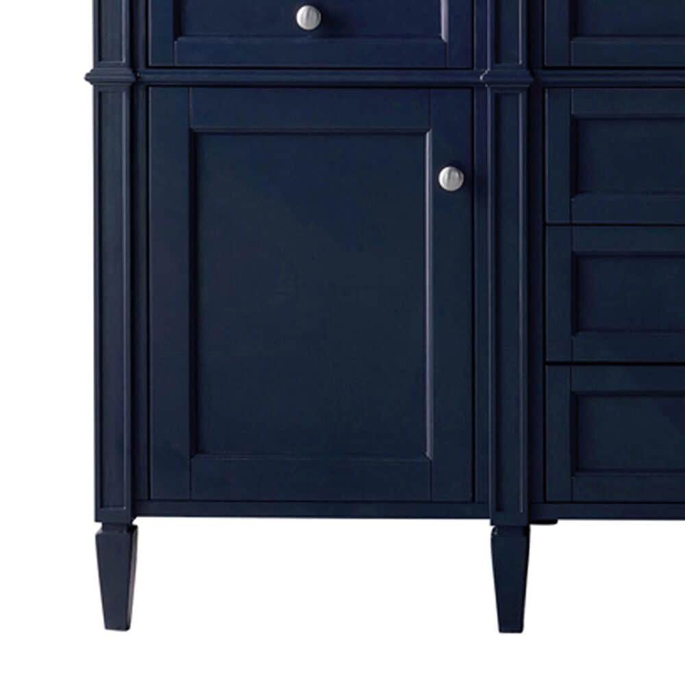 James Martin Brittany 60&quot; Double Bathroom Vanity in Victory Blue with Single Hole 3 cm White Zeus Quartz Top and Rectangular Sinks, , large