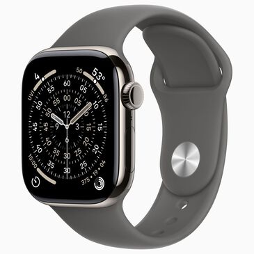 Apple Watch Series 11 (GPS + Cellular) 42mm Natural Titanium Case with Stone Gray Sport Band - M/L, , large